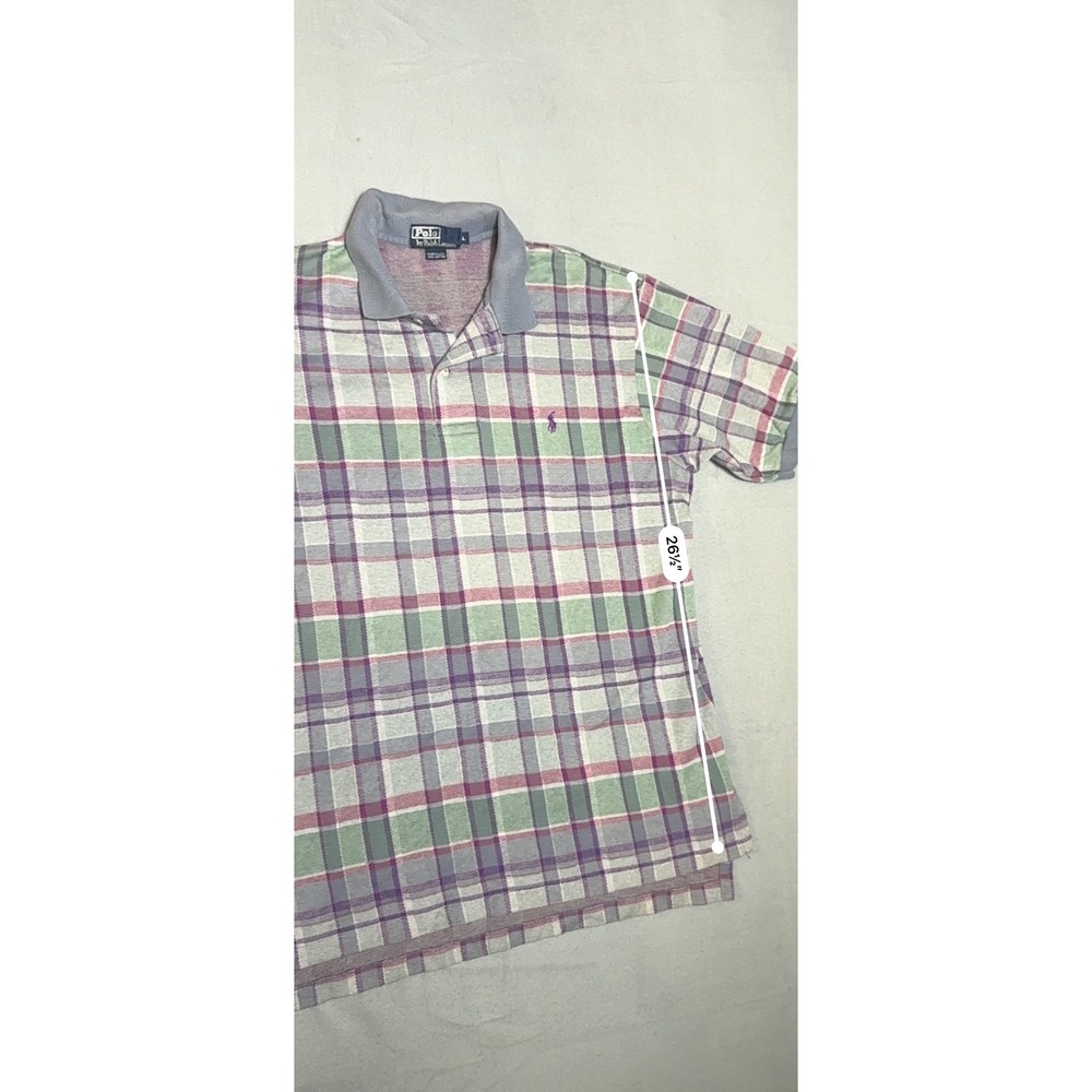 Vintage Polo Ralph Lauren Mens Polo Shirt L Purple Plaid Excellent USA Made - Picture 5 of 8